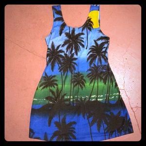 2 for $15/ Sexy sheer beach palm trees minidress
